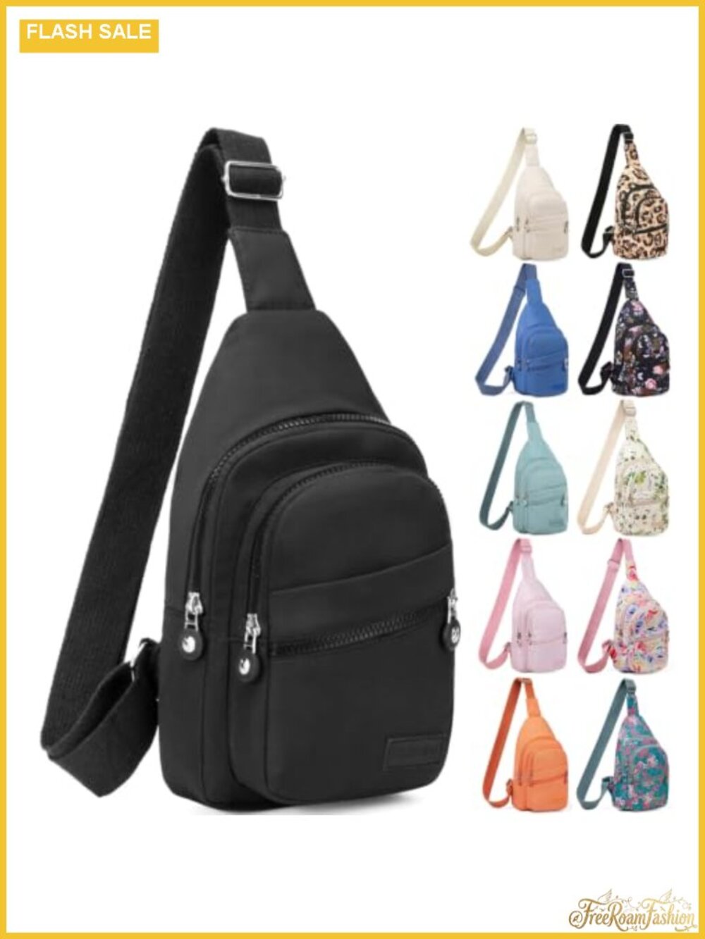 Water Resistant Polyester Sling Backpack Crossbody Bag with Adjustable Strap